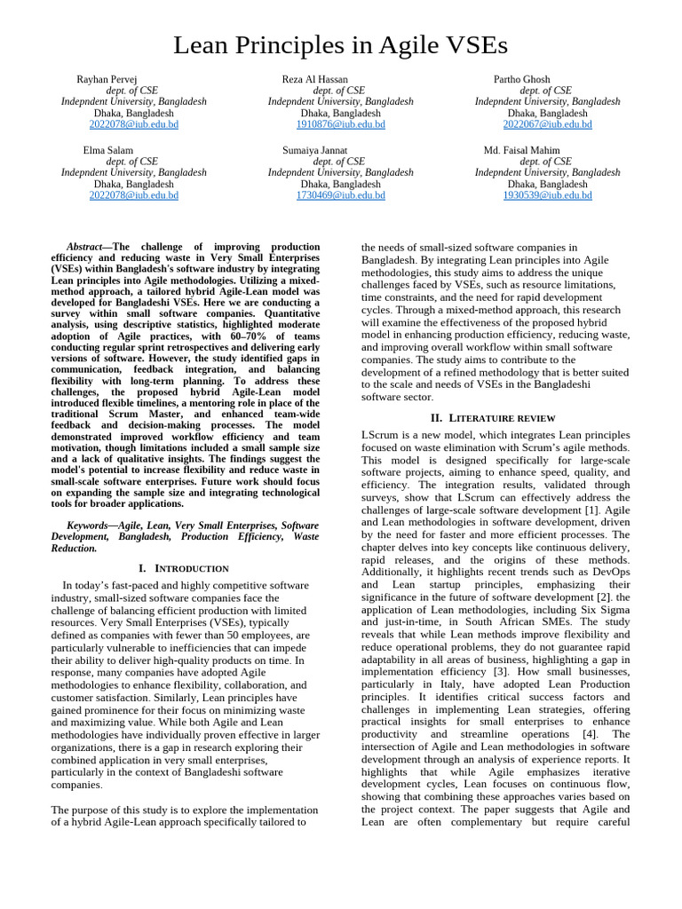 Lean Principles in Agile VSEs | PDF | Agile Software Development ...