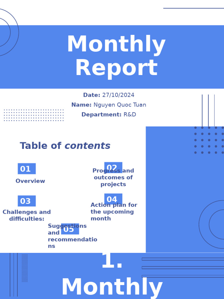 R&D Monthly Report: Project Progress & Plans | PDF