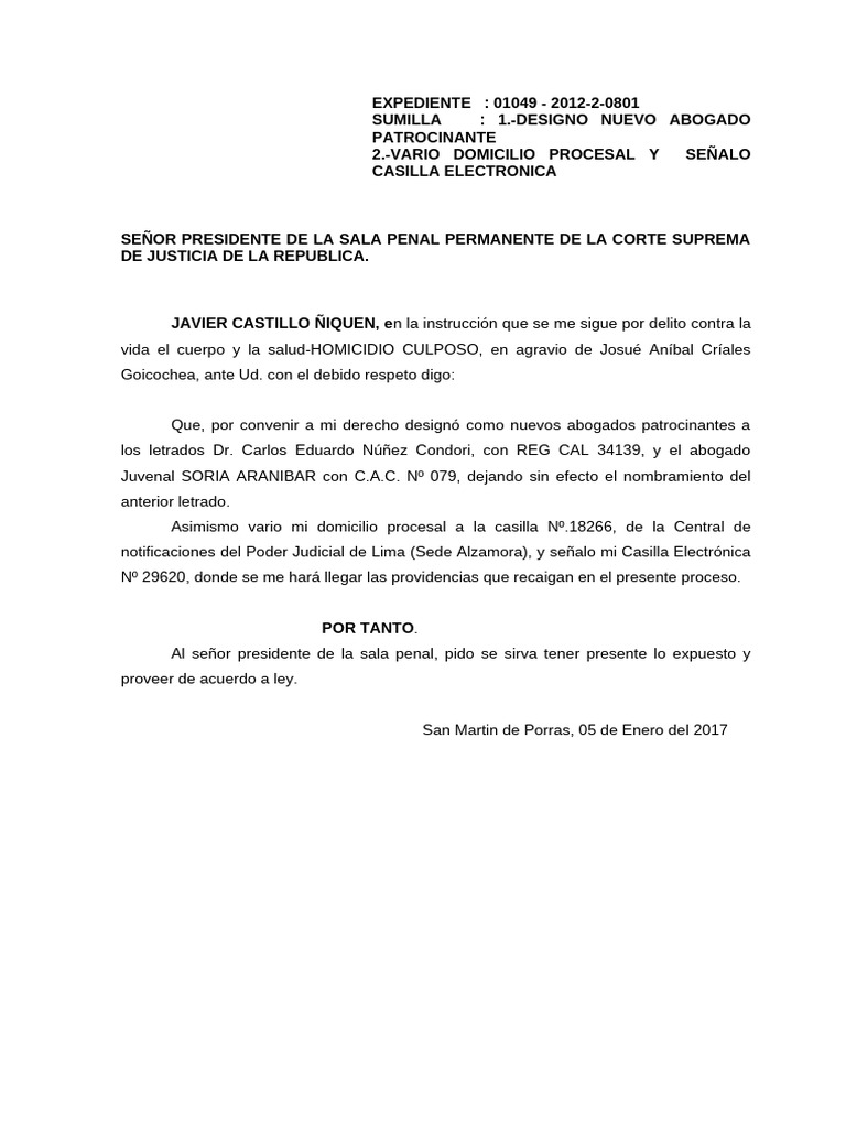 Vario domiicilio procesal castillo iquen 3 1 17 1 pdf