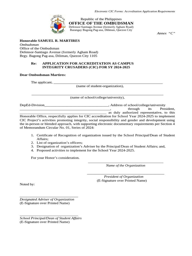 CIC-Application-Forms-Annexes-C-to-G | PDF