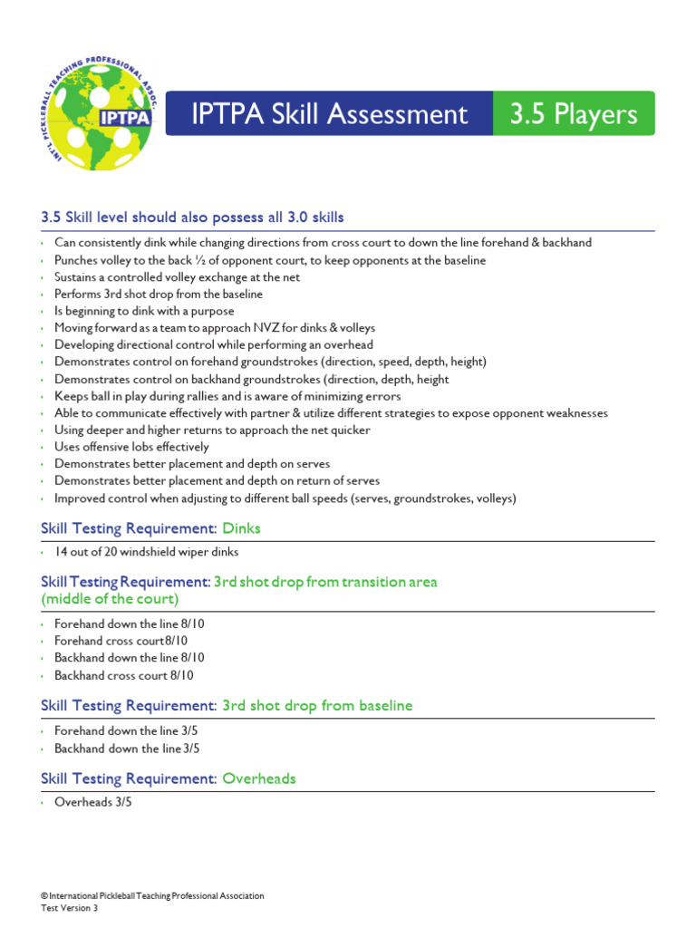 IPTPA Rating Assessment 3.5 | PDF