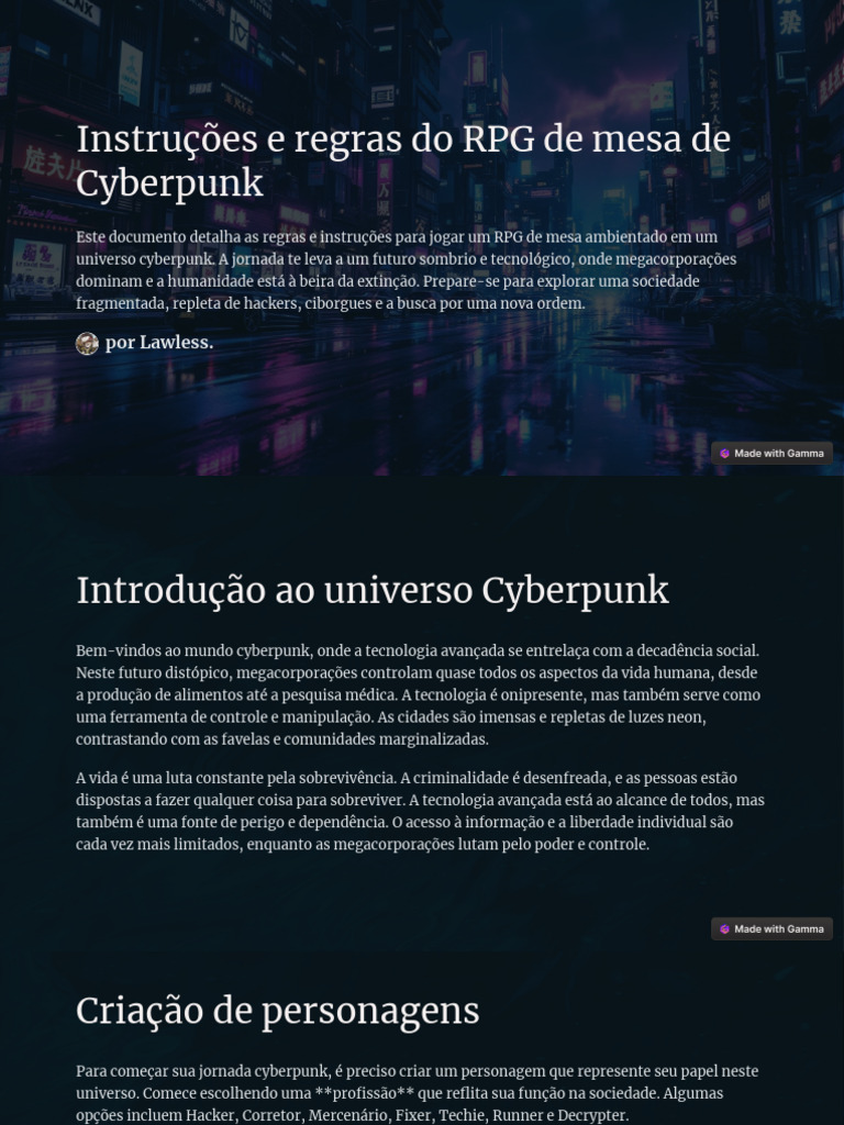 Regras e Instruções para RPG Cyberpunk | PDF | Jogos de RPG | Narrativa