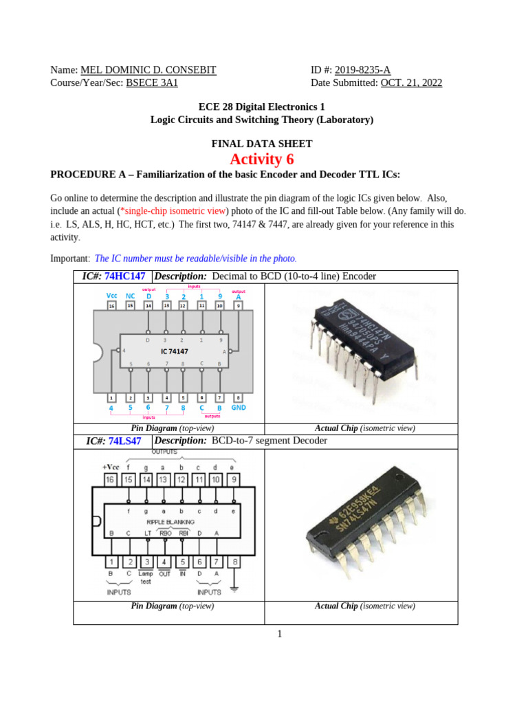 Encoder and Decoder ICs Lab Report | PDF | Integrated Circuit ...