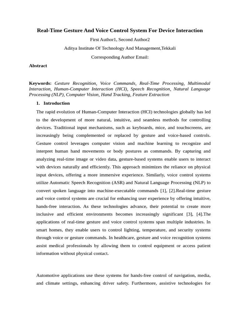 Real-Time Gesture and Voice Control System | PDF | Speech Recognition ...