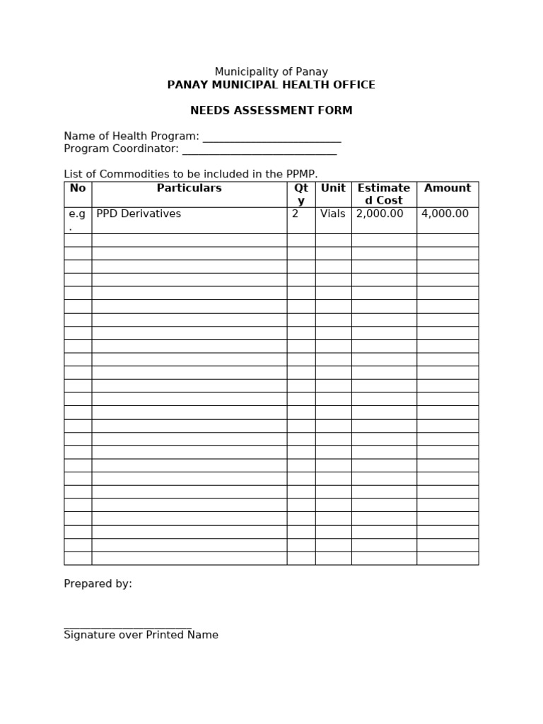 Panay Municipal Health Needs Assessment | PDF