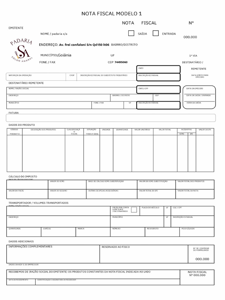 Nota Fiscal Mod 1 PDF | PDF