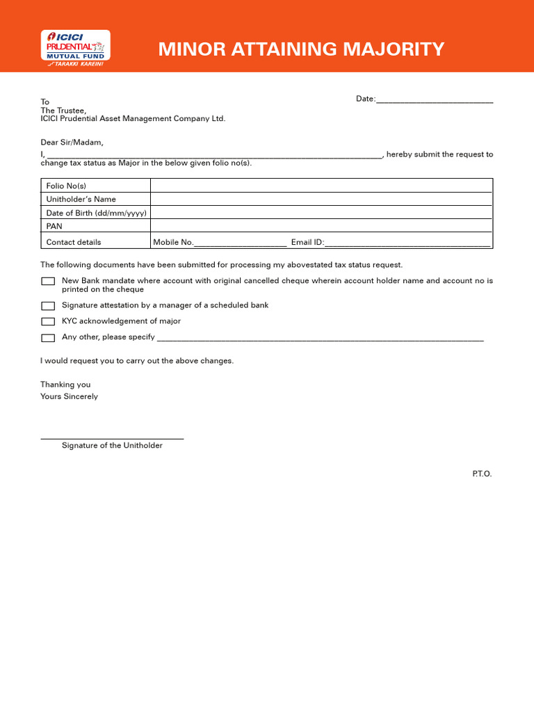 Minor to Major Tax Status Change Form | PDF