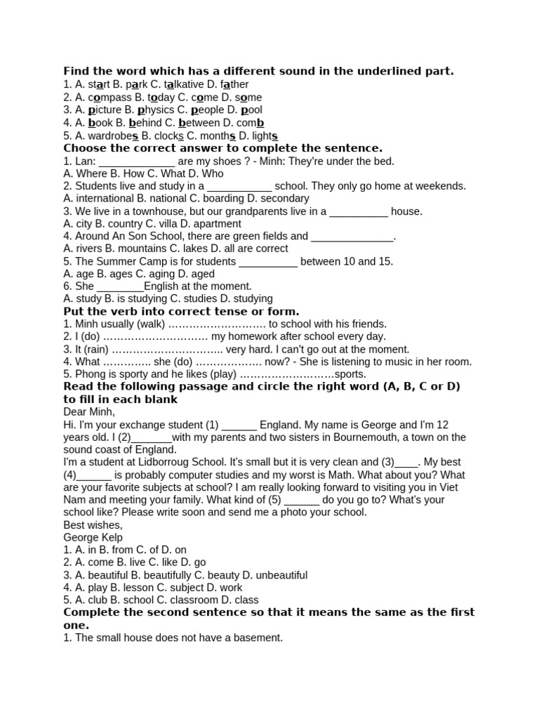 Different Sounds and Sentence Completion | PDF | Home