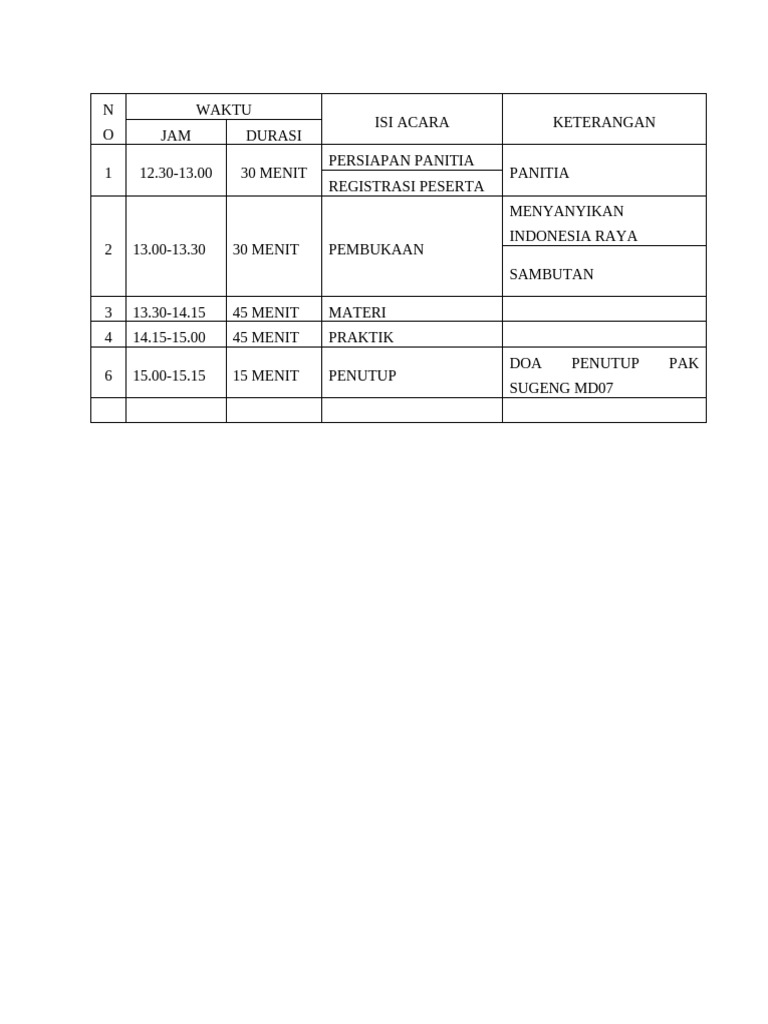 Susunan Acara Pelatihan Olahraga | PDF