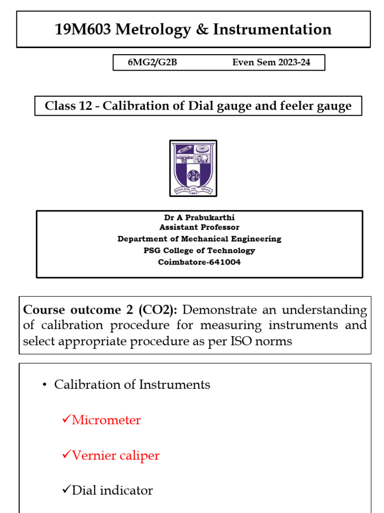Class 12 | PDF | Calibration | Metrology