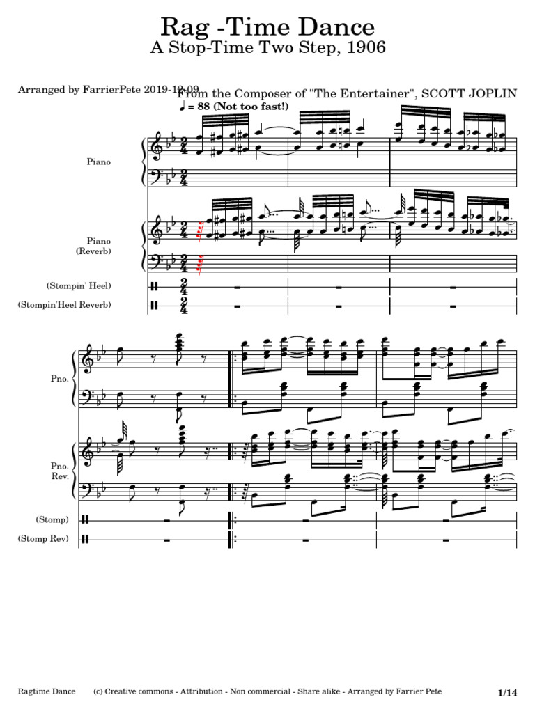 Ragtime Dance Piano Arrangement | PDF | The Entertainer (Rag) | Popular ...