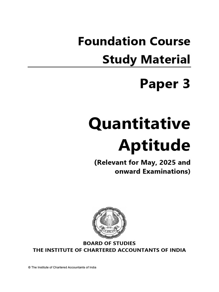 CA Foundation Quantitative Aptitude Guide | PDF | Mean | Function ...