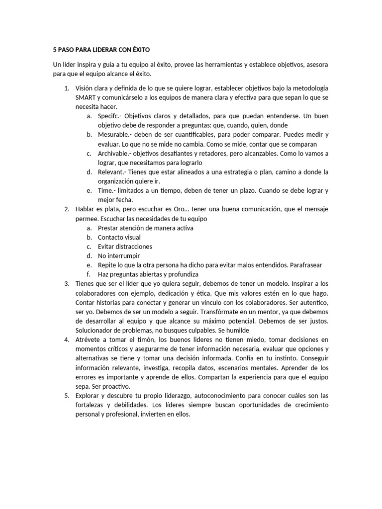 5 Claves para un Liderazgo Efectivo | PDF | Cognición