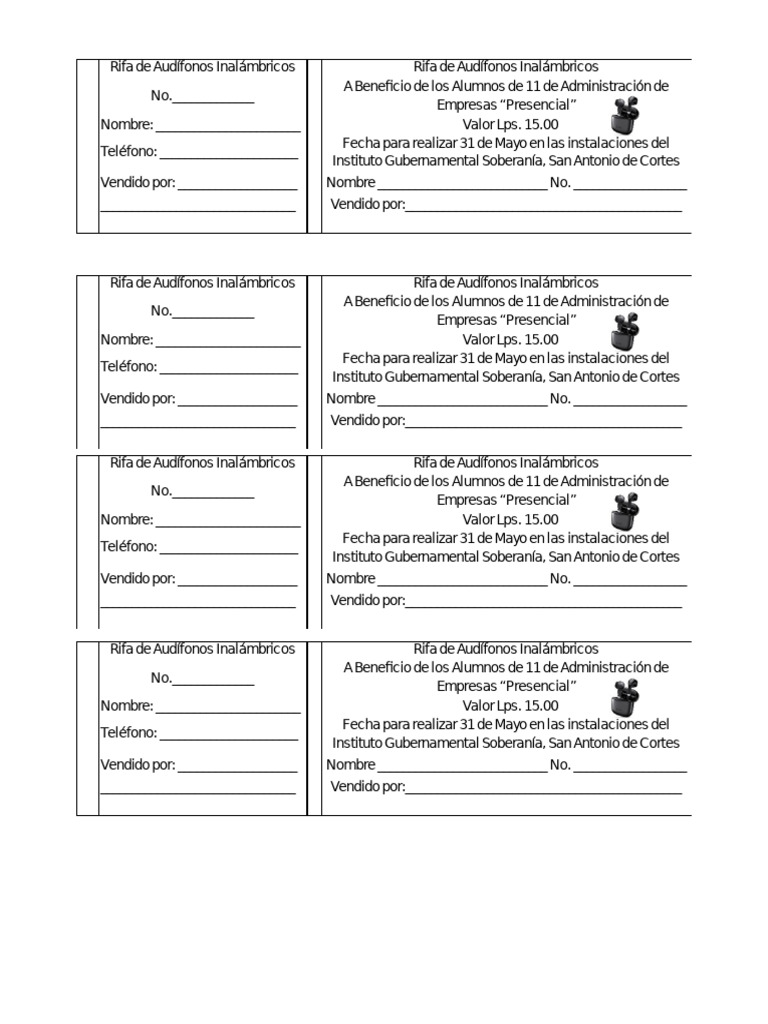 Boletos de Rifa | PDF