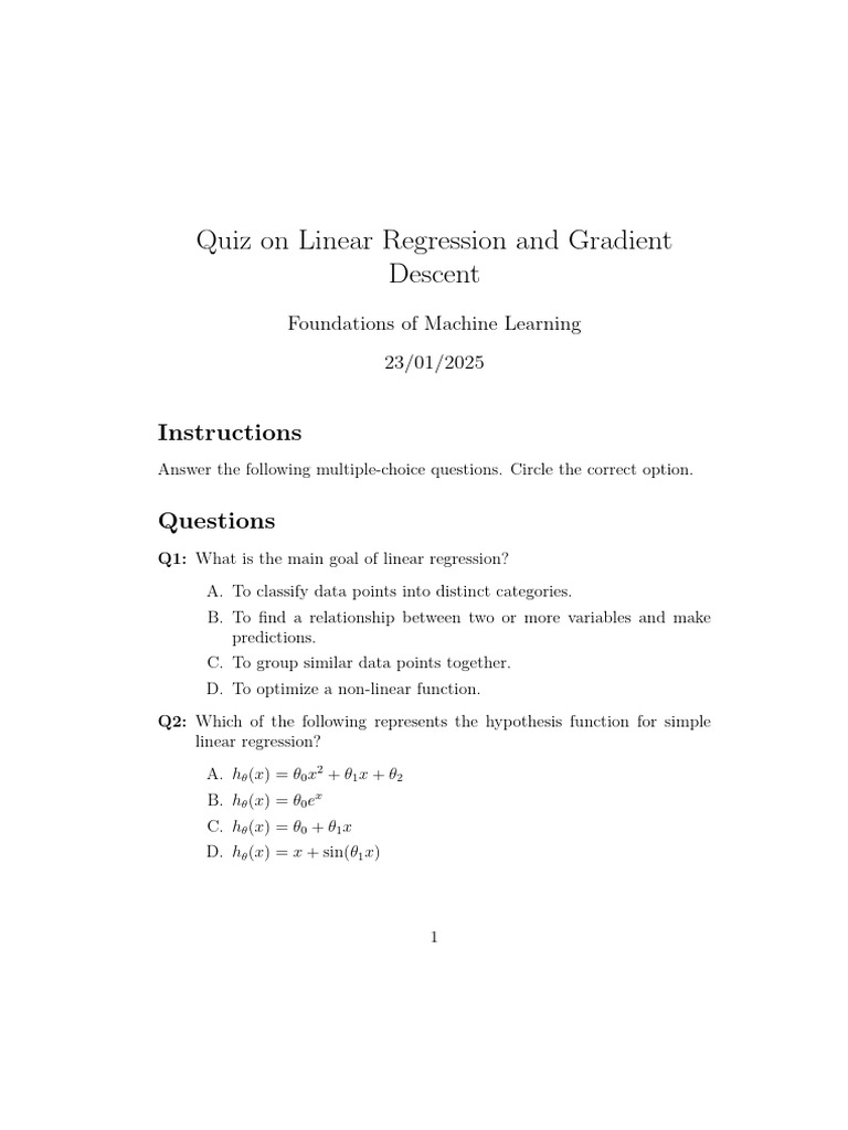 Quiz 2 | PDF | Regression Analysis | Linear Regression