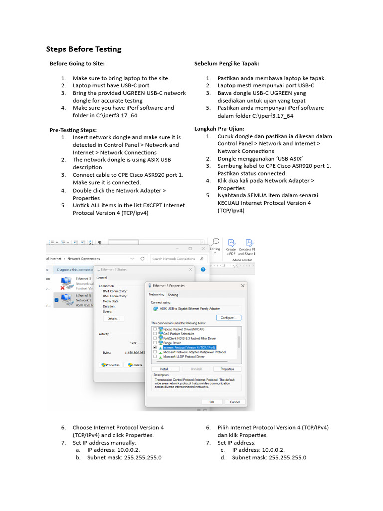 iPerf Testing Setup and Steps | PDF | Internet Protocols | Ip Address