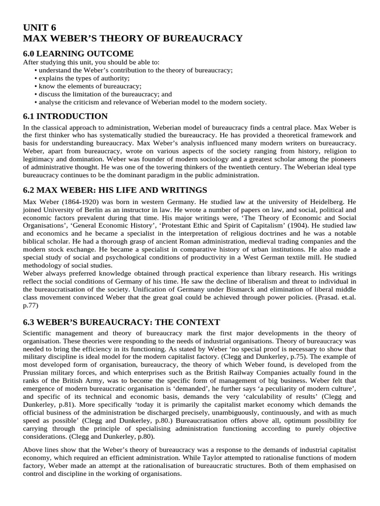 Max Weber's Bureaucracy Theory Explained | PDF | Bureaucracy | Max Weber