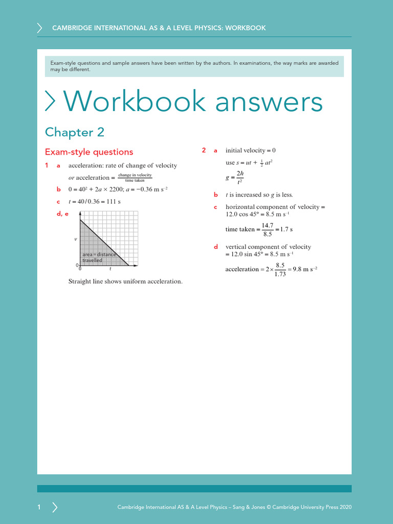 AS & A Level Physics Workbook Answers | PDF | Acceleration | Metrology