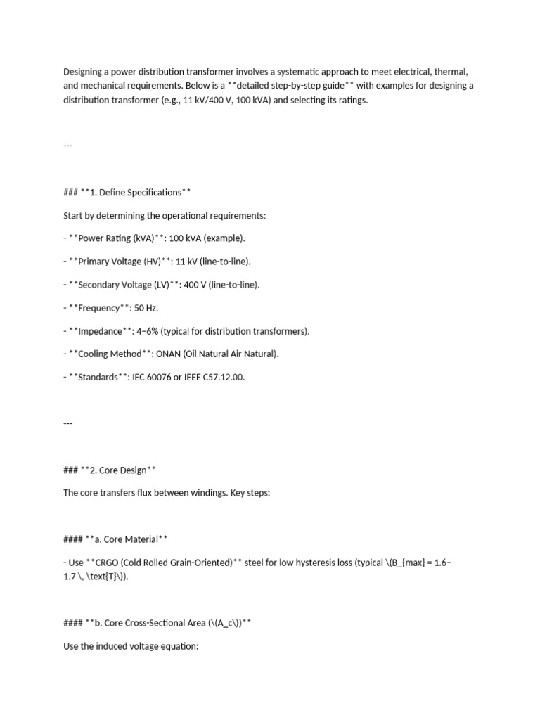 Transformer Design Guide: 11kV/400V | PDF | Transformer | Electric ...