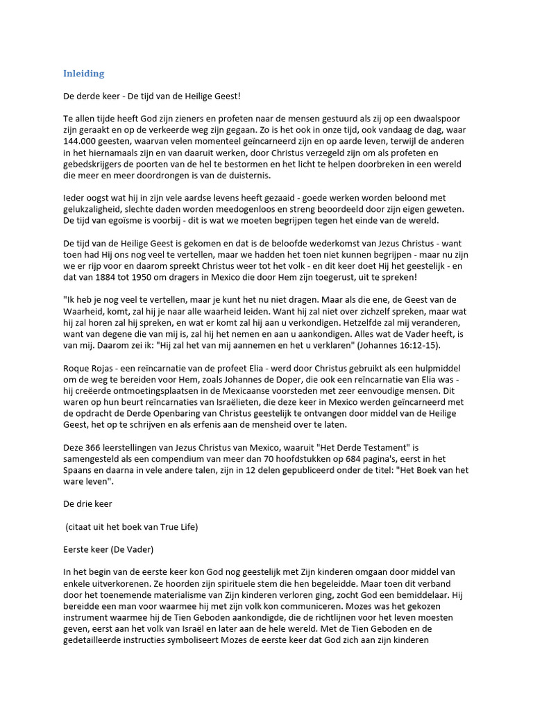 Derde Testament Inleiding NL | PDF