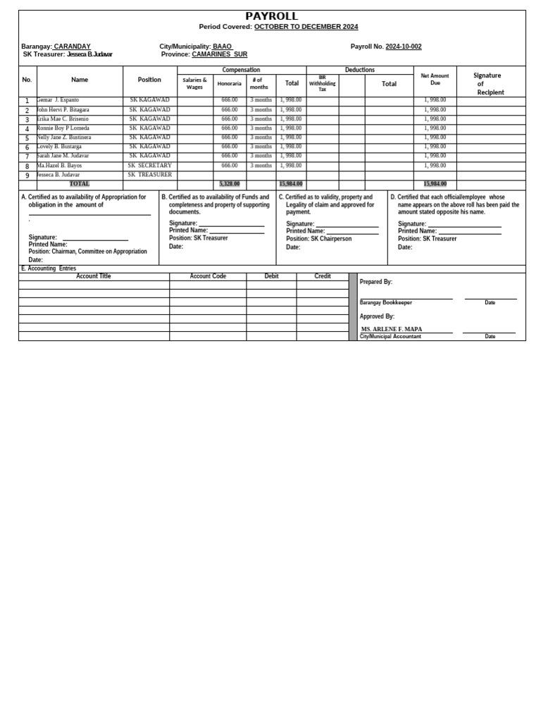 Payroll Form Tf2020 PR | PDF | Payroll | Taxation