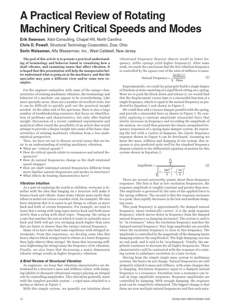 A Practical Review of Rotating Machinery Critical Speeds and Modes ...