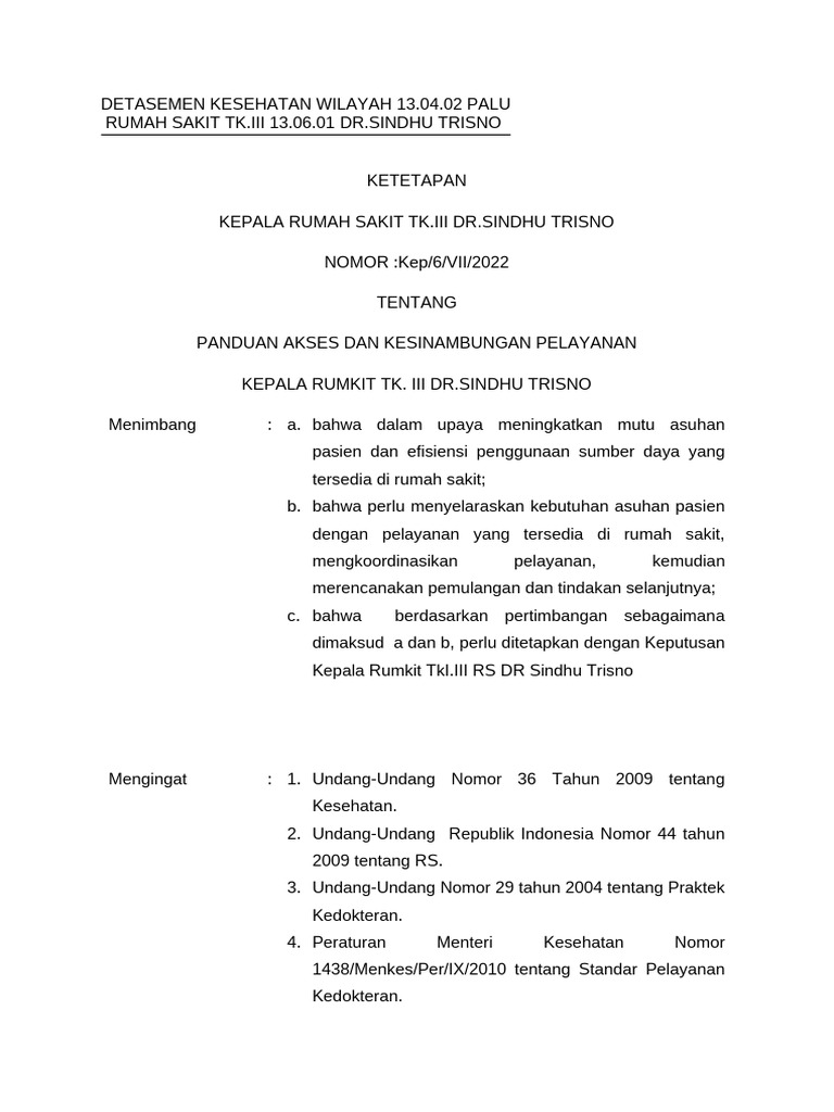 Panduan Skrining Pasien RS Dr. Sindhu Trisno | PDF