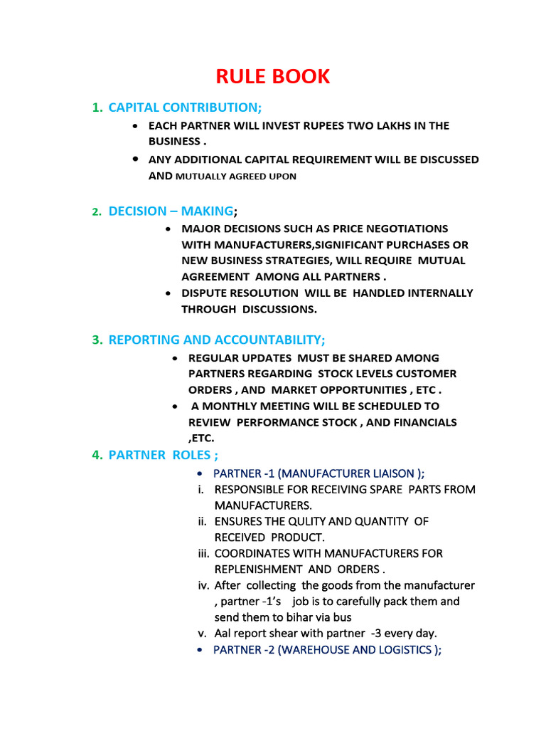 Partnership Rules and Responsibilities Guide | PDF | Business Economics ...