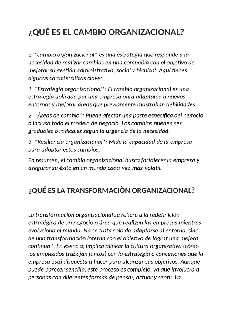 Estrategias de Cambio Organizacional | PDF | Planificación | Gestión ...
