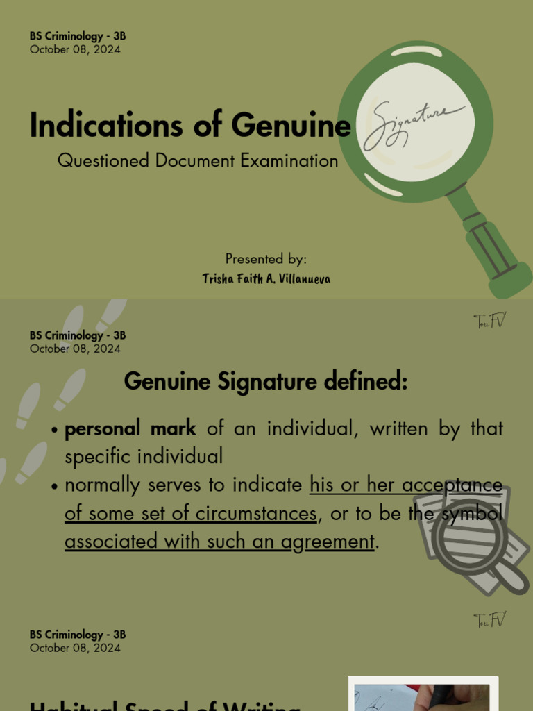 Identifying Genuine Signatures | PDF | Signature | Psychology