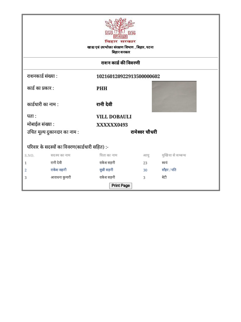 Rakesh Ration Card | PDF
