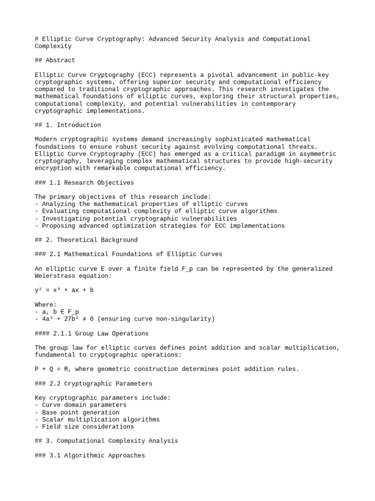Advanced Analysis of Elliptic Curve Cryptography | PDF | Cryptography ...