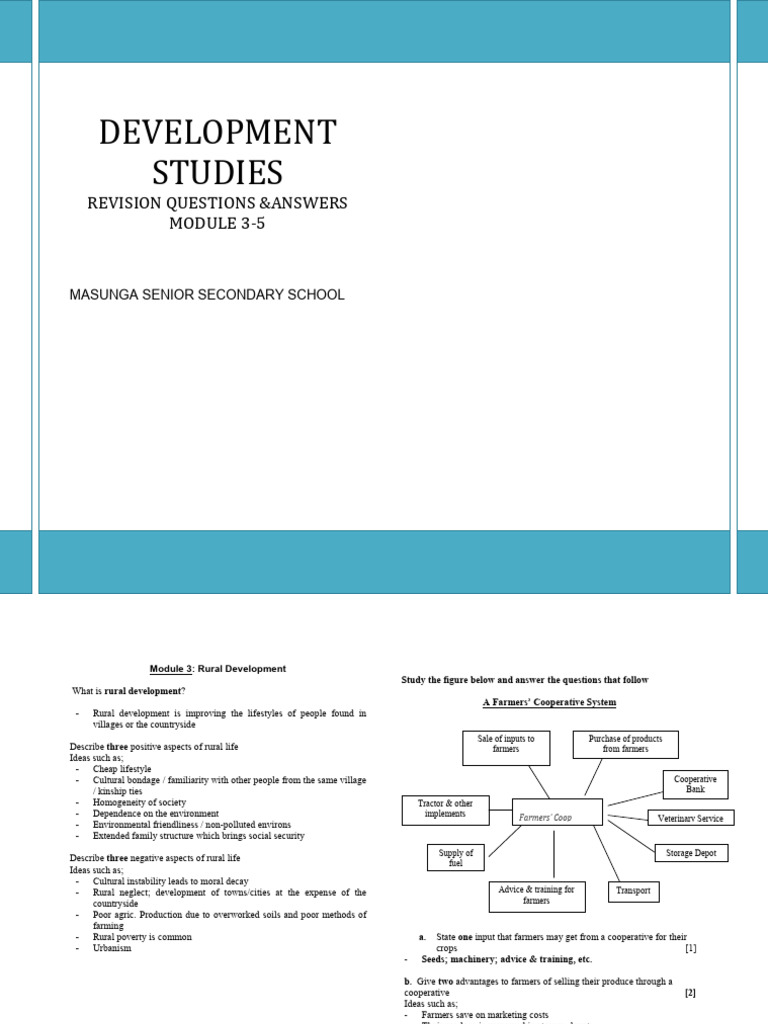 Development Studies: Revision Questions &answers Module 3-5 | PDF ...