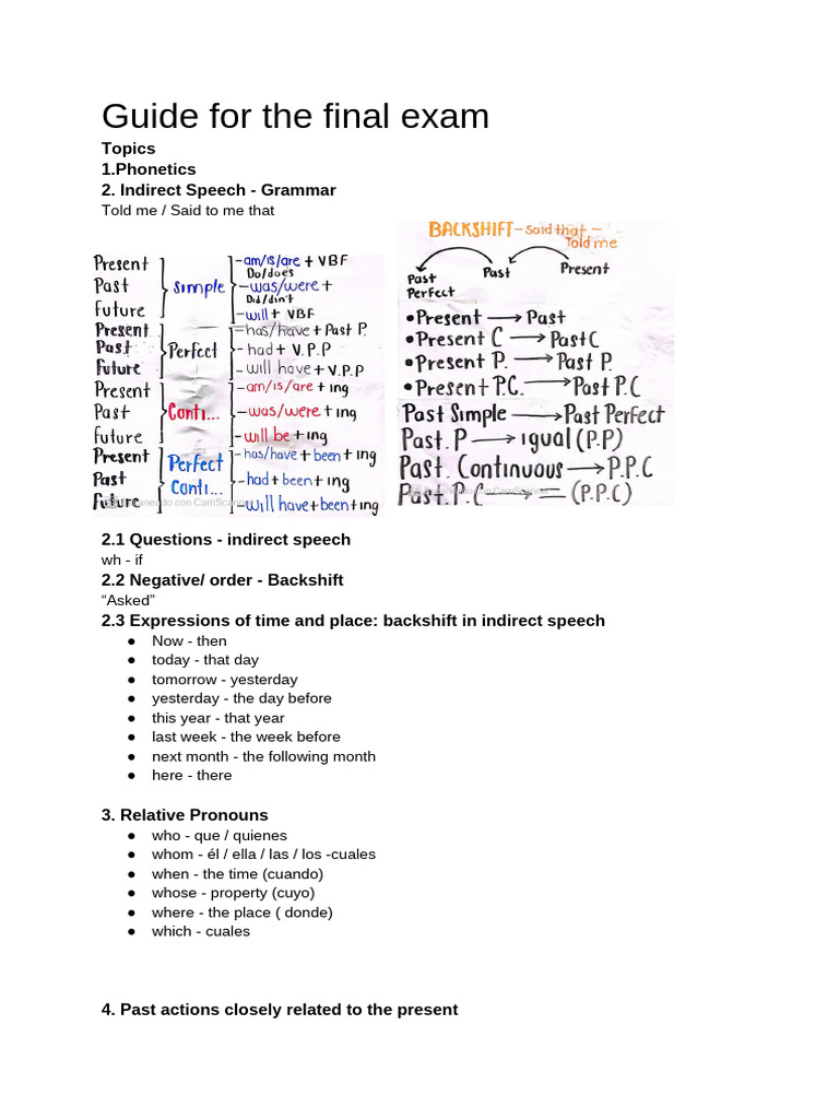 Final Exam Study Guide: Grammar & Vocabulary | PDF | Verb | Clause