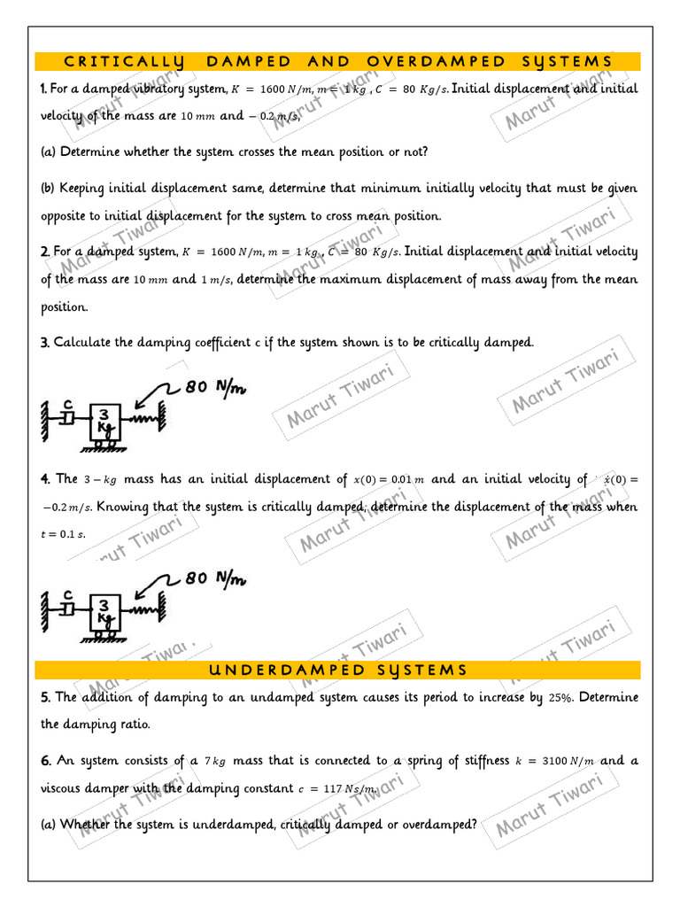 Damped System Analysis and Calculations | PDF | Damping | Oscillation