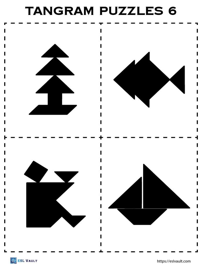 Free Tangram Puzzles Printable 6 | PDF