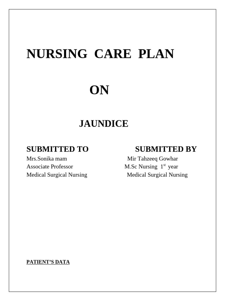 Nursing Care Plan for Jaundice Patient | PDF | Thorax | Respiratory System