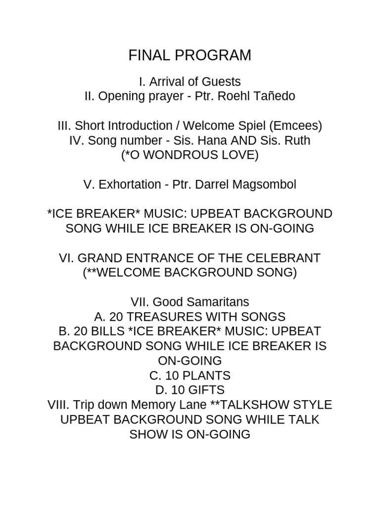 Event Program for Celebrant's Celebration | PDF