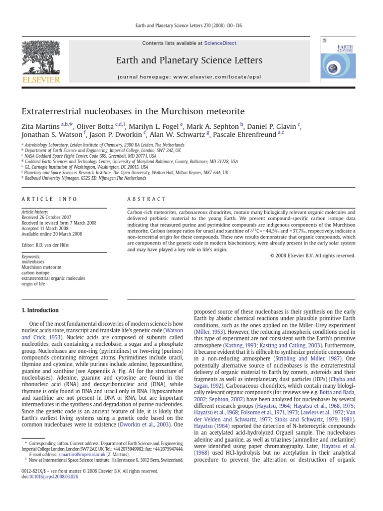 Earth and Science Letters PDF Chemistry Physical Sciences