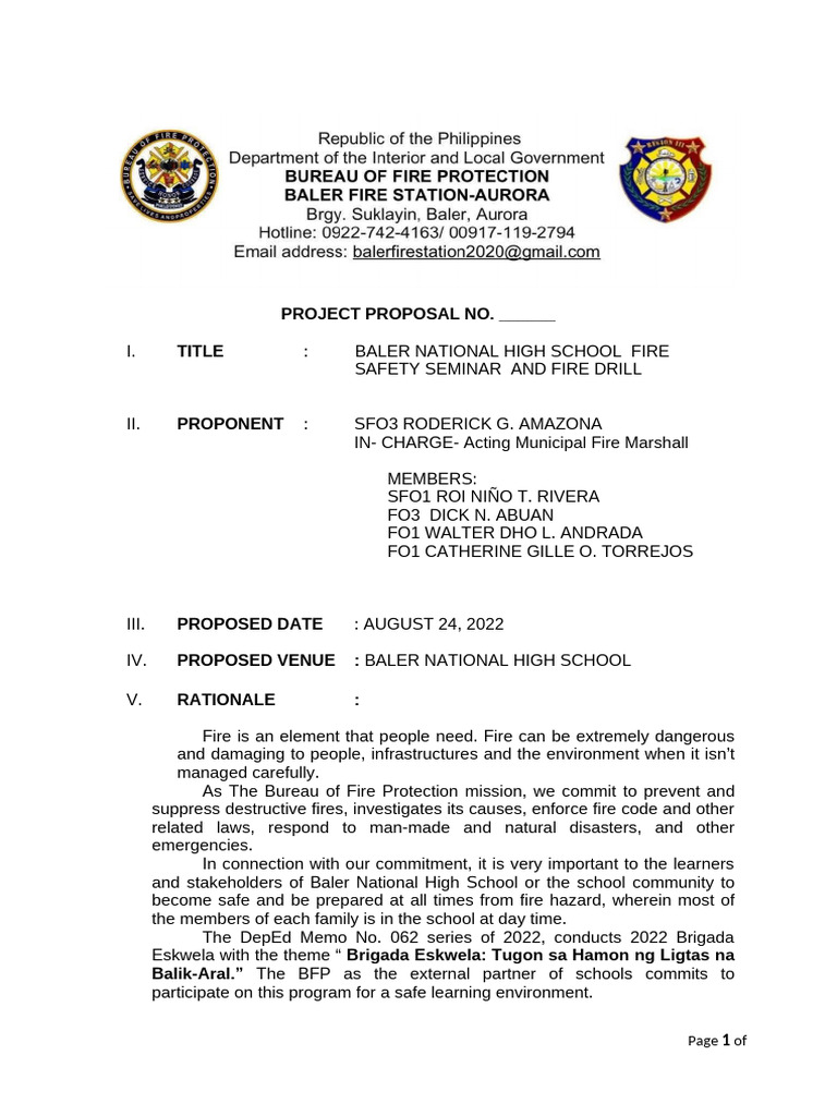 PROJECT-PROPOSAL- | PDF | Fire Safety | Emergency Management