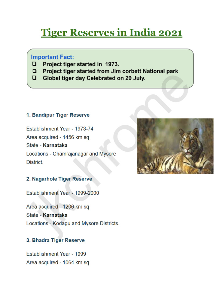 Tiger Reserve | PDF