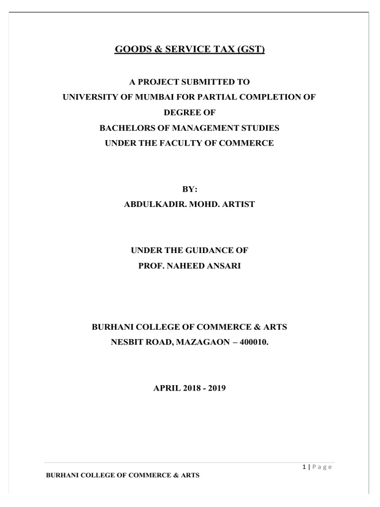 GST Project for BMS Degree Completion | PDF