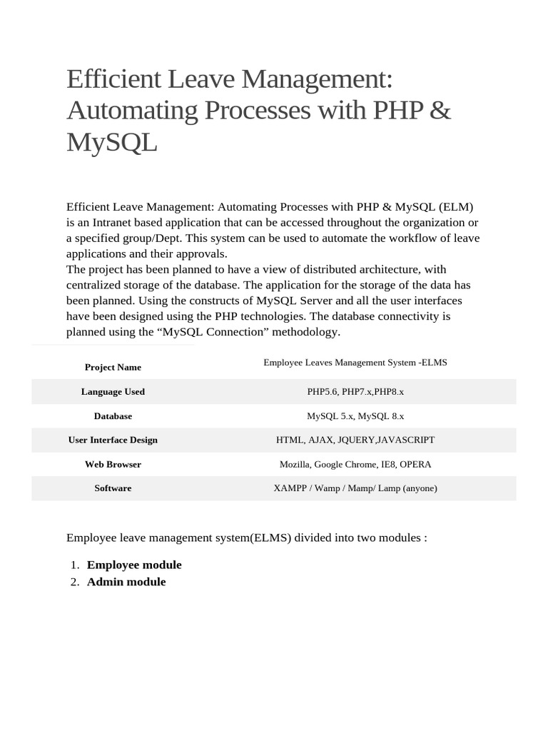Automated Leave Management System | PDF