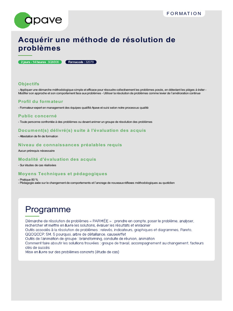 Formation en résolution de problèmes | PDF