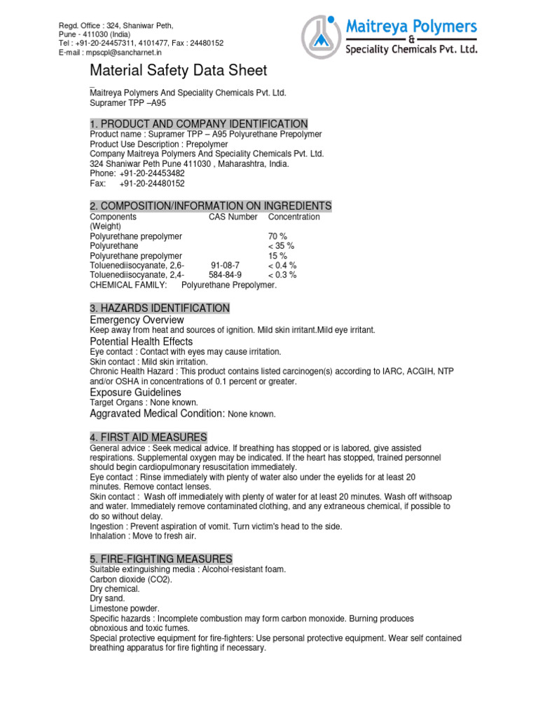 Supramer TPP-A95 Safety Data Sheet | PDF | Chemical Substances | Chemistry
