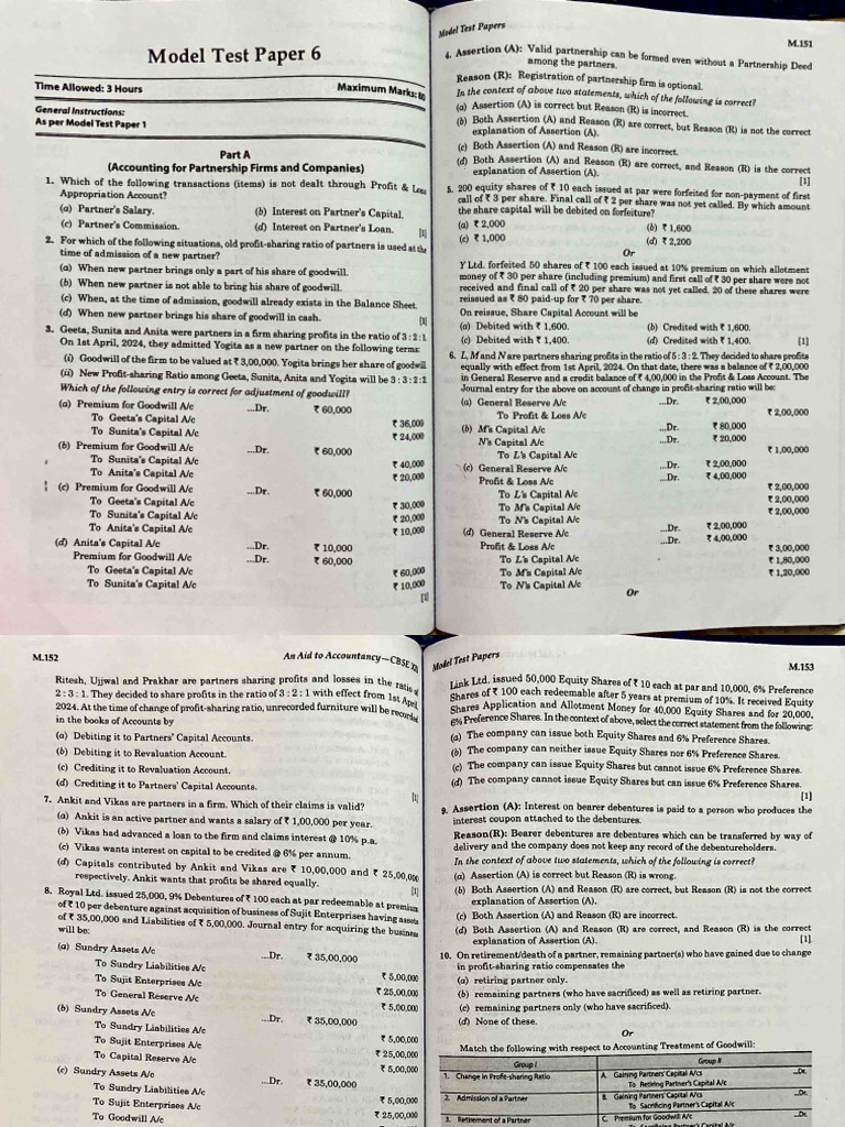 Accountancy Sample Paper | PDF