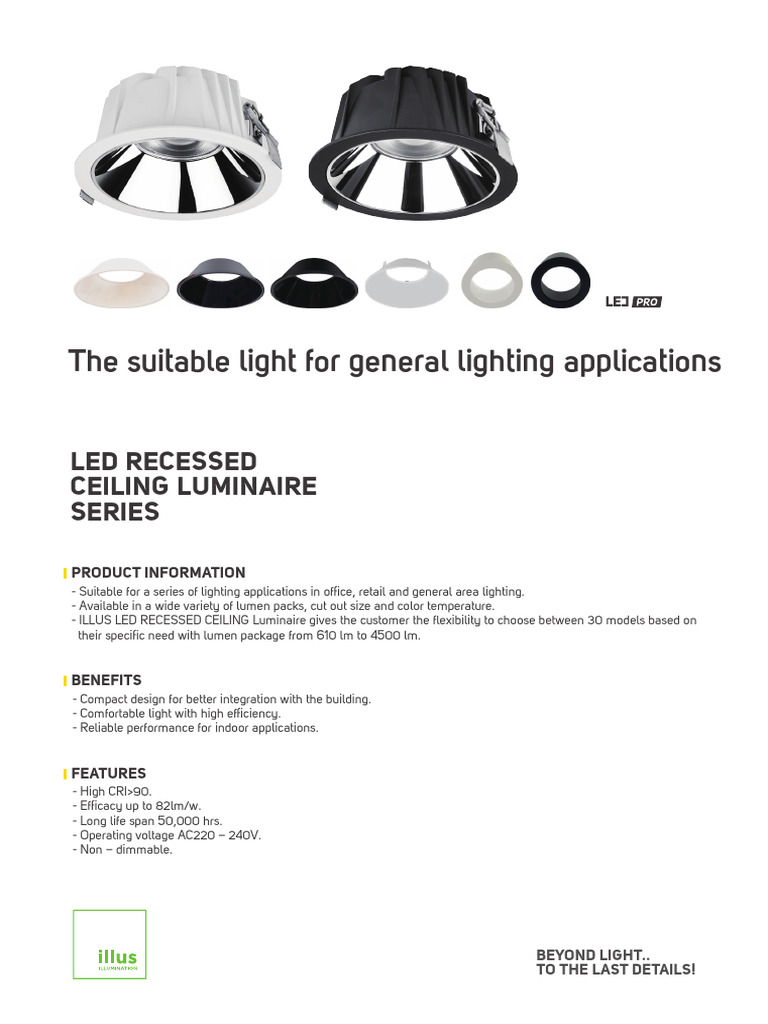 LED Recessed Ceiling Luminaire Series | PDF | Lighting | Electrical ...