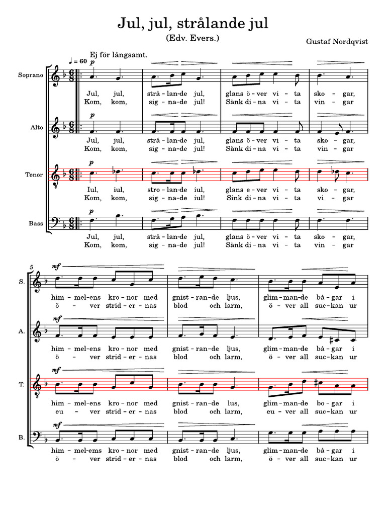 Jul, Jul, Strålande Jul Partition | PDF