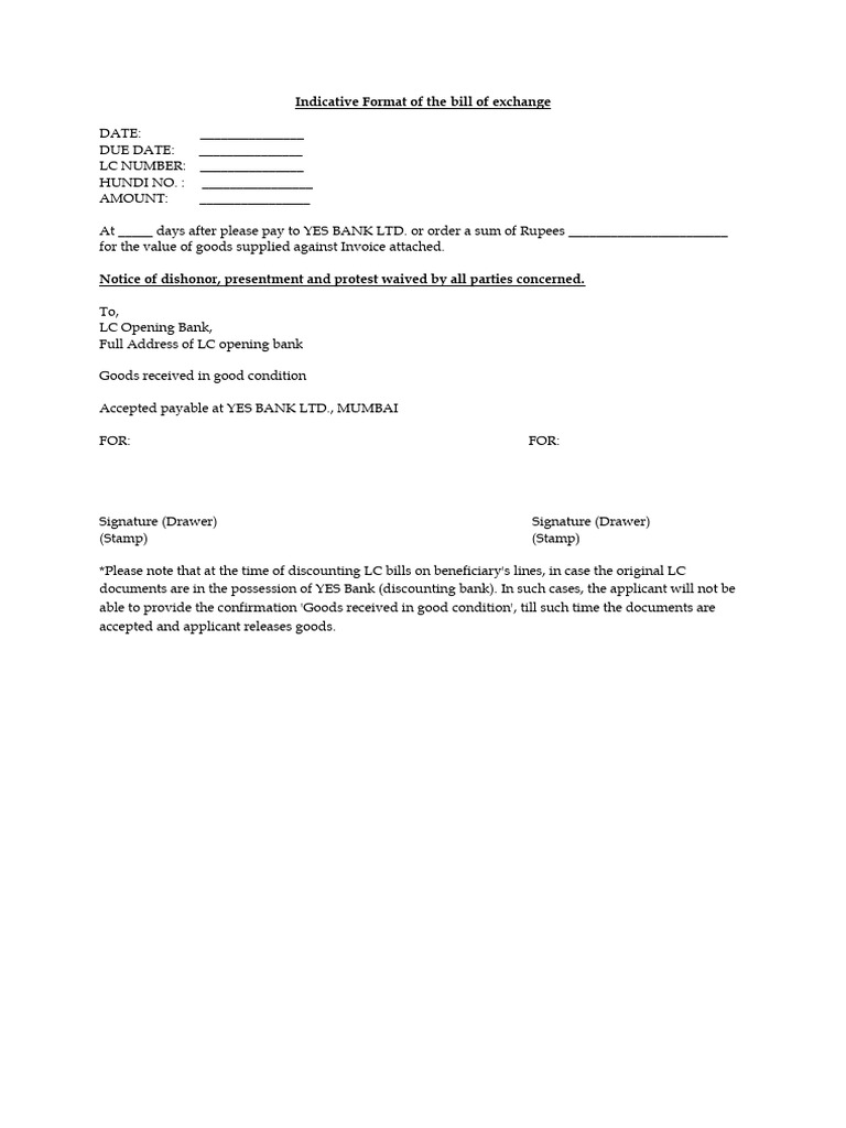 Bill of Exchange Format Template | PDF