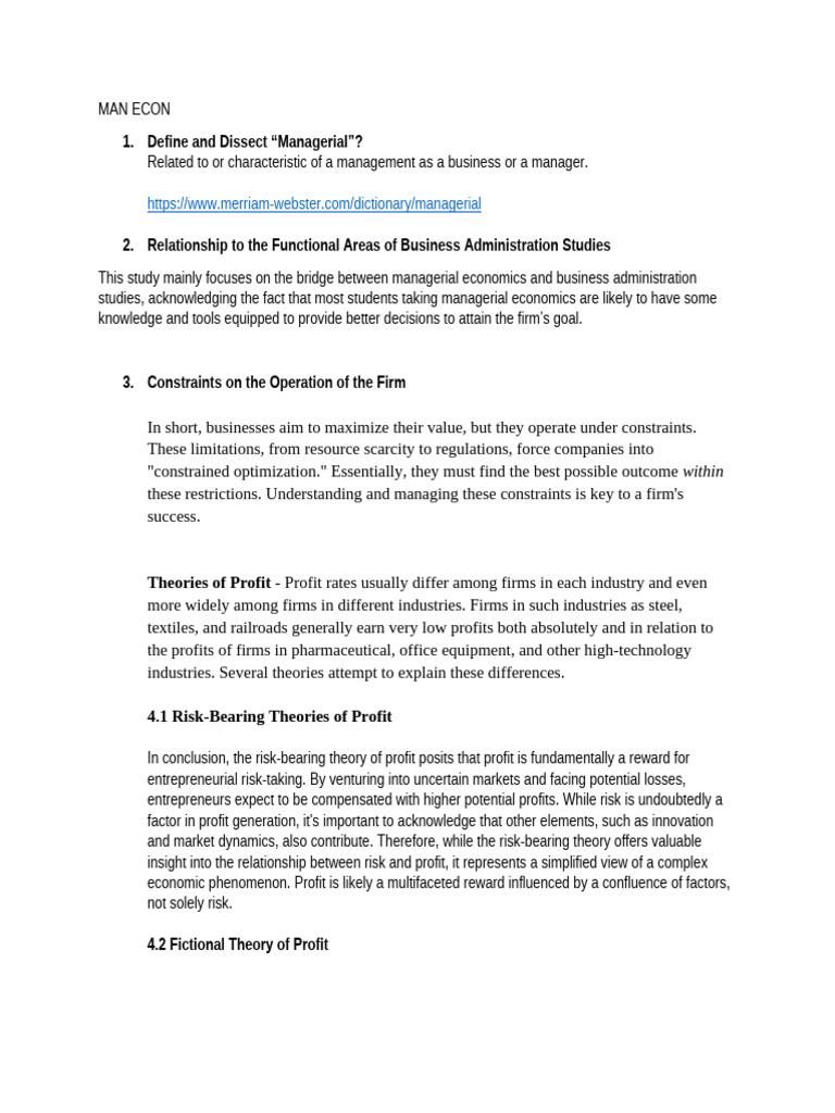 MAN ECON Reporting | PDF | Profit (Economics) | Entrepreneurship